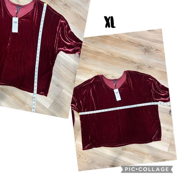 EILEEN FISHER Deep Claret Dolman V Neck Top - Picture 5 of 7